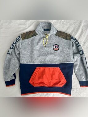 Polo Ralph Lauren Trans- Alaskan Colorblock Pullover Hoodie - Gray Navy Orange